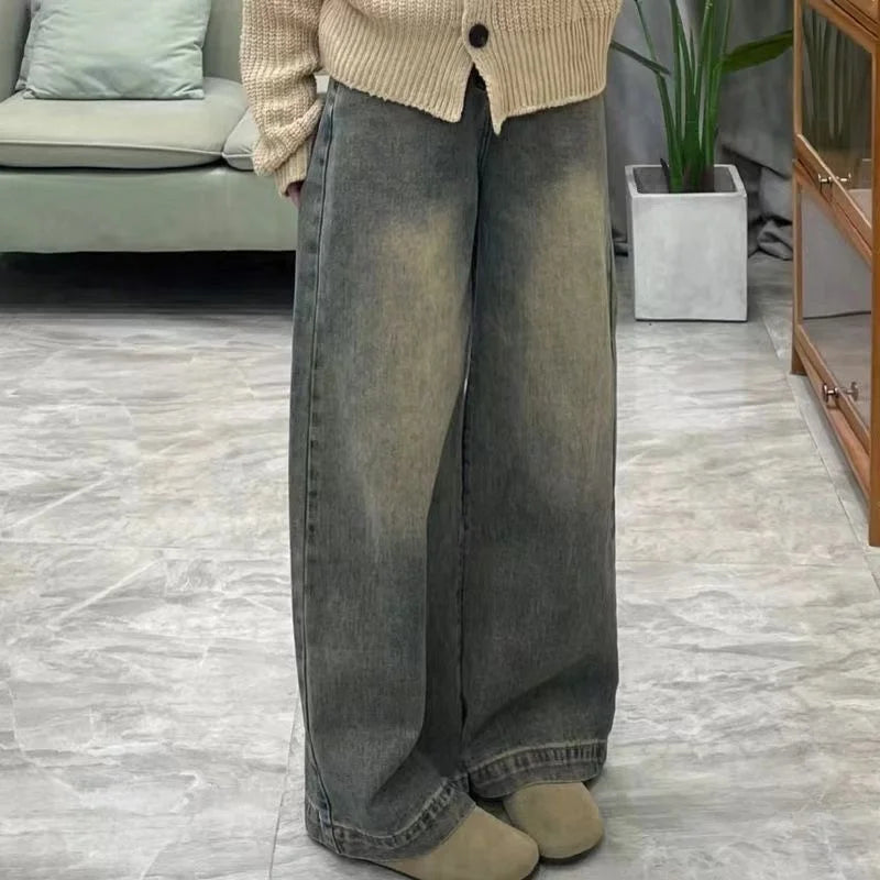 Womens Jeans Straight High Waist Slim Fit Stretch Denim