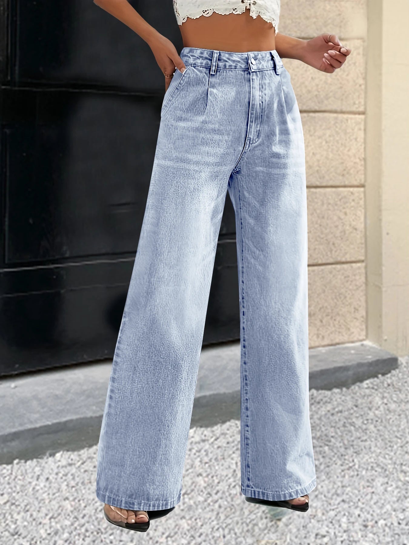New Women's Cross-Border European and American Style Solid Color Jeans