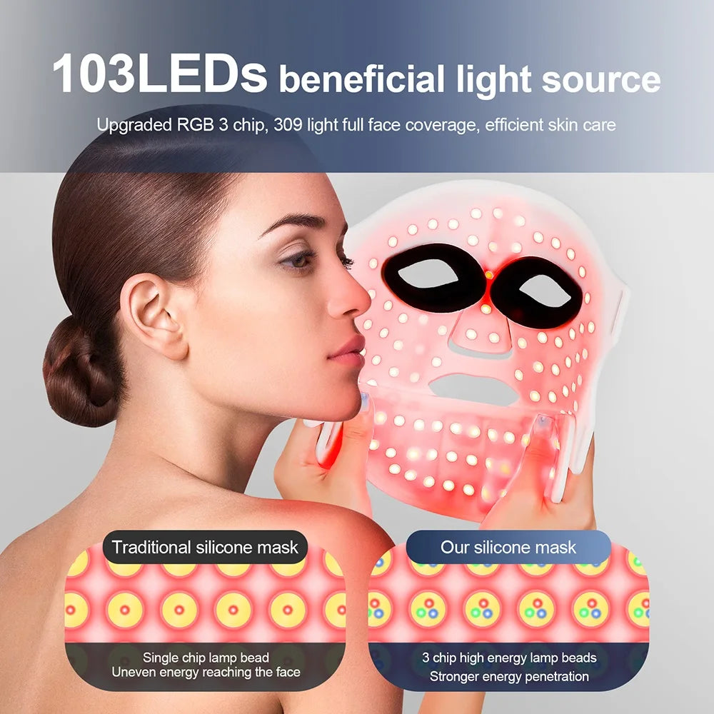 Silicone LED Mask Face And Neck 7 Colors LED Photon Red Light