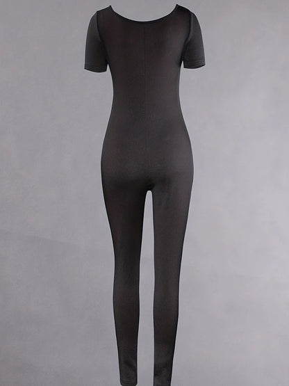 Women's Rompers Short Sleeve Solid Skinny