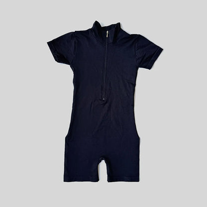 Summer Short Sleeve Zipper Jumpsuit