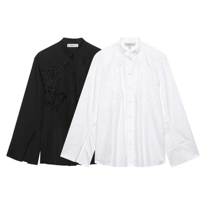 Embroidery Shirt Women Spring Casual Simple Women's Shirts