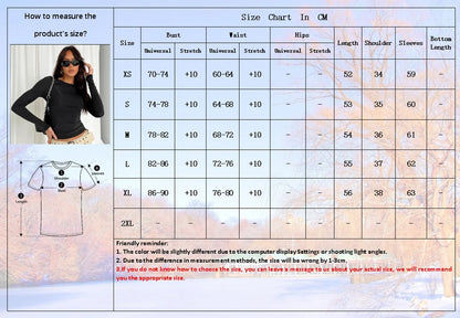 Woman Clothing Long Sleeve T-shirt Slim Fit Tops