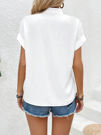 Fashionable Spring Summer Women's Solid Color Batwing Sleeve Short Sleeve