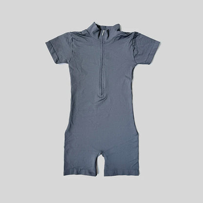 Summer Short Sleeve Zipper Jumpsuit