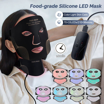 Silicone LED Mask Face And Neck 7 Colors LED Photon Red Light