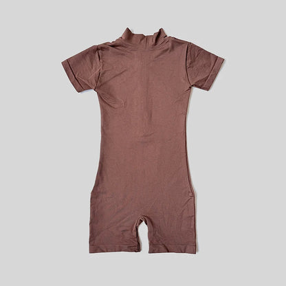 Summer Short Sleeve Zipper Jumpsuit